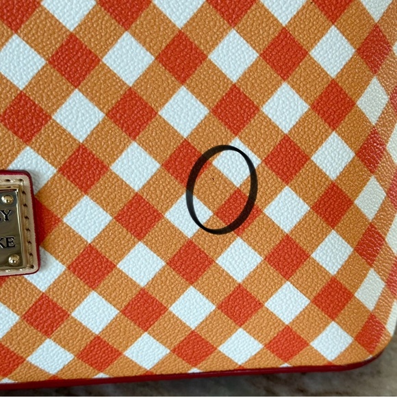 Dooney & Bourke Orange and White Gingham Geena Satchel Purse - Picture 11 of 17